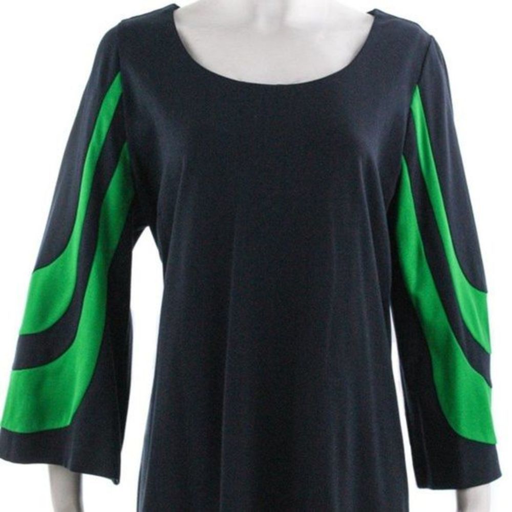 MICHAEL MICHAEL KORS Navy & Green Long Sleeve Dress Size 1X